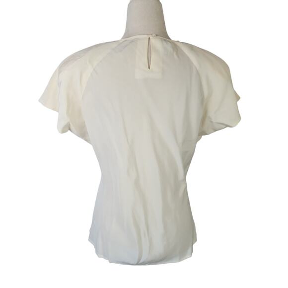 Vintage 90s Clio Cream 100% Silk Short Sleeve Blouse Top L - Picture 4 of 5